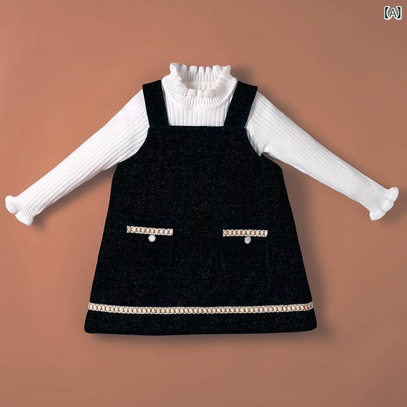 フロントップ楽天市場店のワンピース 女の子 キッズ ベビー コーデュロイ ベスト セットアップ 2点セット おしゃれ プリンセス 春秋 子供服 ブルー レッド｜アングル2