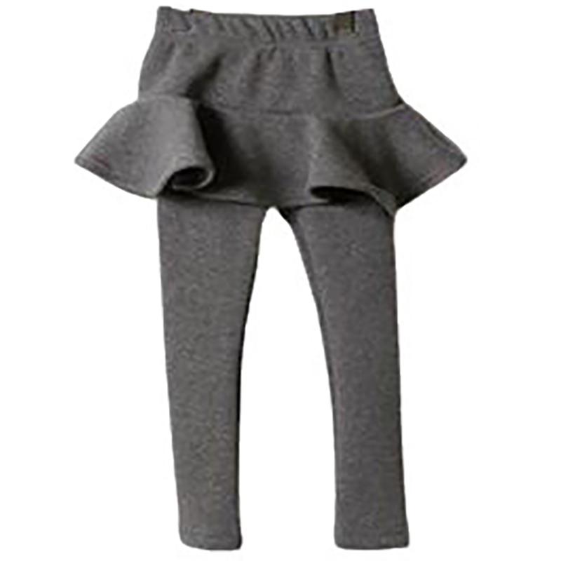 スカッツ 女の子 冬 裏起毛 厚手 暖かい フリル フェイクツーピース カジュアル 綿 レギンス スパッツ 長ズボン 普段使い 通学用 ブラック ピンク グレー