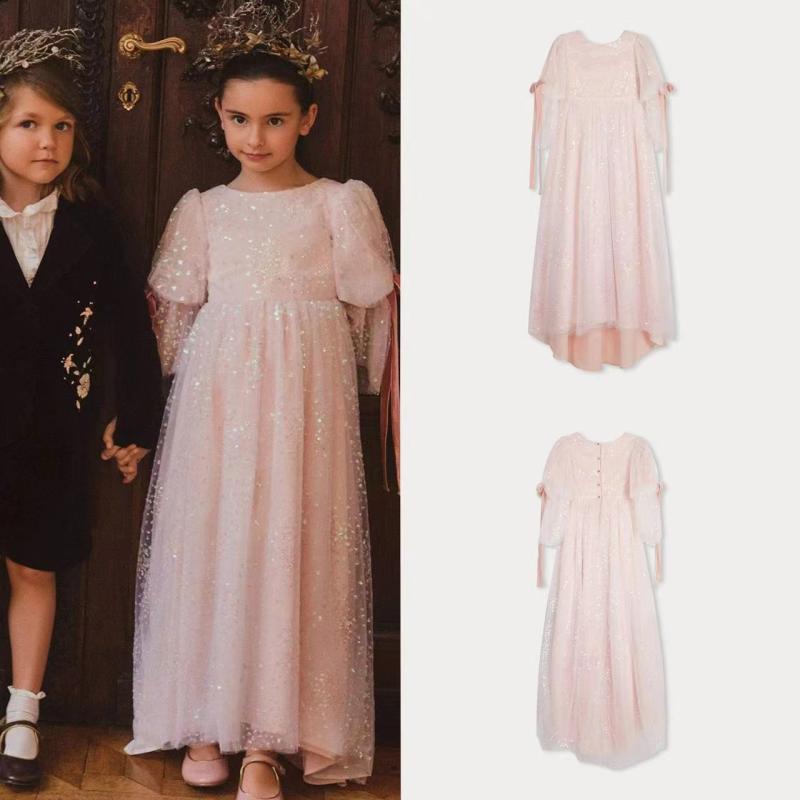 ワンピース 女の子 Aライン 小花柄 長袖 シャーリング コットン 綿 カジュアル プリーツ スクール お出かけ着 秋冬 子供服 ジュニア ベージュ