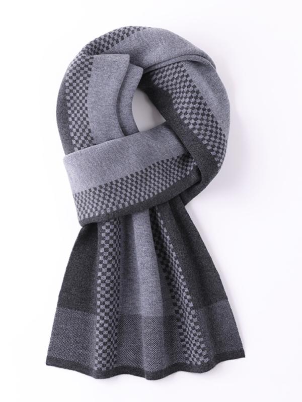 Cashmere - マフラー メンズ ウール ウール チェック柄 配色 暖かい 防寒 保温 普段使い ビジネス 通勤 父親向け 秋冬 長方形