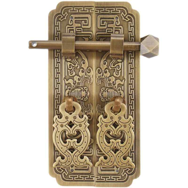 取っ手 純真鍮 中国風アンティーク レトロ 骨董調 ストレート型 クローゼット 本棚 キャビネット ドア ..