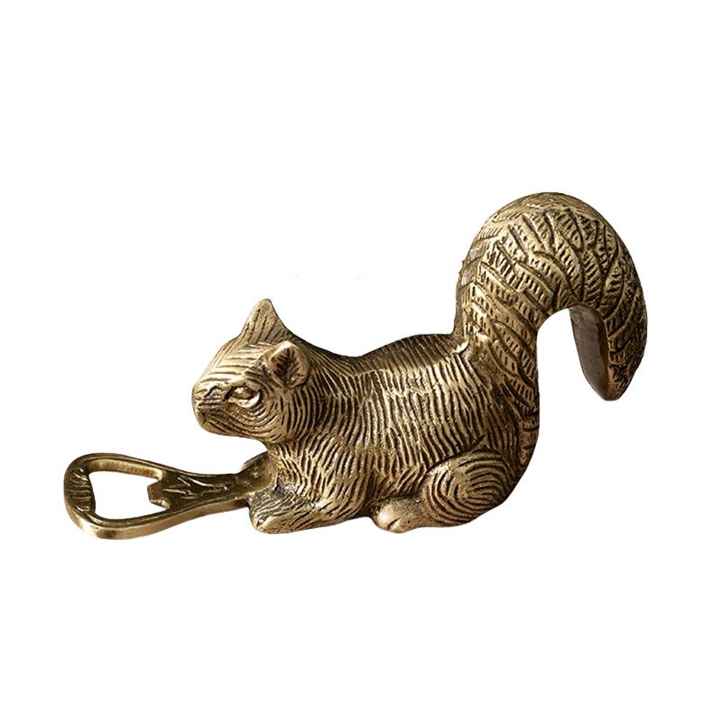 栓抜き レトロ ヴィンテージ風 真鍮製 手作り リス ユニーク 上品 デコレーション インテリア雑貨 キッ..