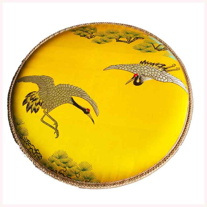 クッション 座布団 自己吸着式 滑り止め 丸型 厚手 サテン ヨーロピアン エレガント コーヒー レッド オフホワイト ダイニングチェア用 椅子 スツール チェアパッド 花柄 ボタニカル