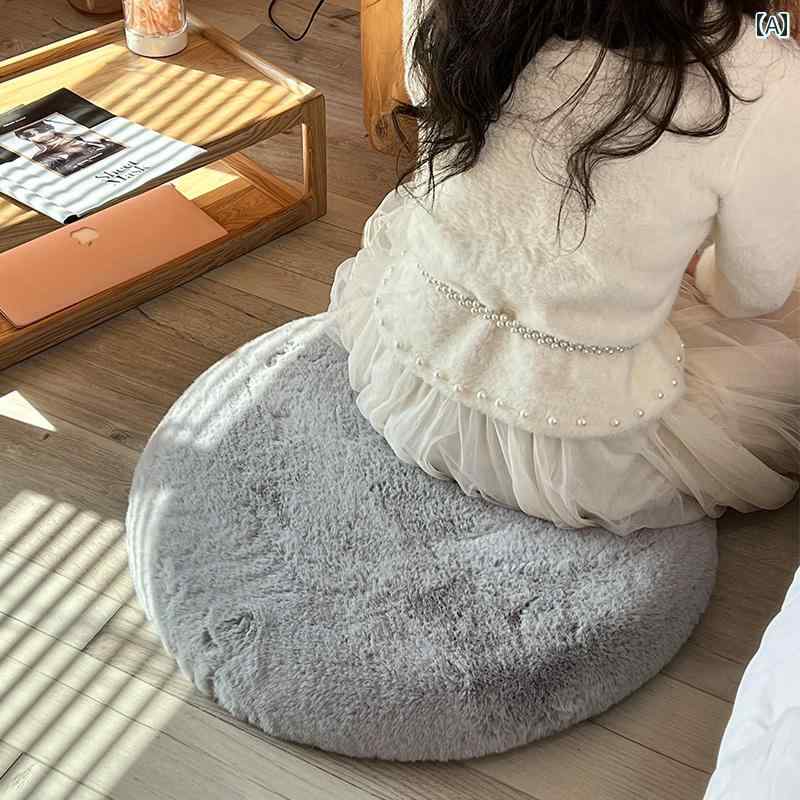 Other - クッション 大型 円形 低反発 厚手 モコモコ ファー デイジー柄 椅子用 フロアクッション お尻用 座布団 北欧スタイル ホワイト ピンク ベージュ ヒョウ柄