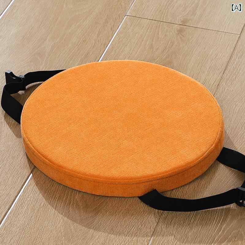 座布団 クッション 円形 丸型 洗える 取り外し可能 滑り止め付き オールシーズン フロア オフィス チェア スツール 椅子 座面 ラタン リビング 和風 リネン シェニール コーン粒 ベロア オレンジ ブルー グレー [2]