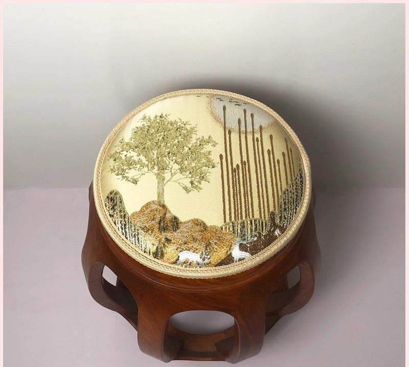 クッション メンズ レディース 丸型 自己吸着式 滑り止め 厚手 オフィス 自宅用 椅子 座布団 オールシーズン対応 花柄 植物柄 調 サテン 通気性 モダンアジアン