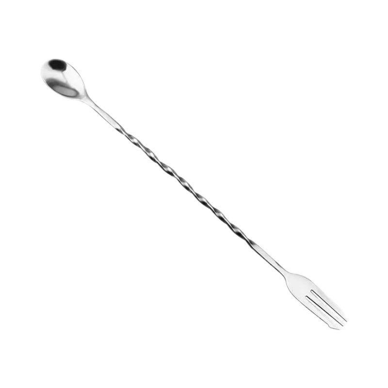 バースプーン ステンレス鋼 ロング 長柄 カクテル コーヒー ミルクティー 多機能 両端 マドラー 攪拌ス..