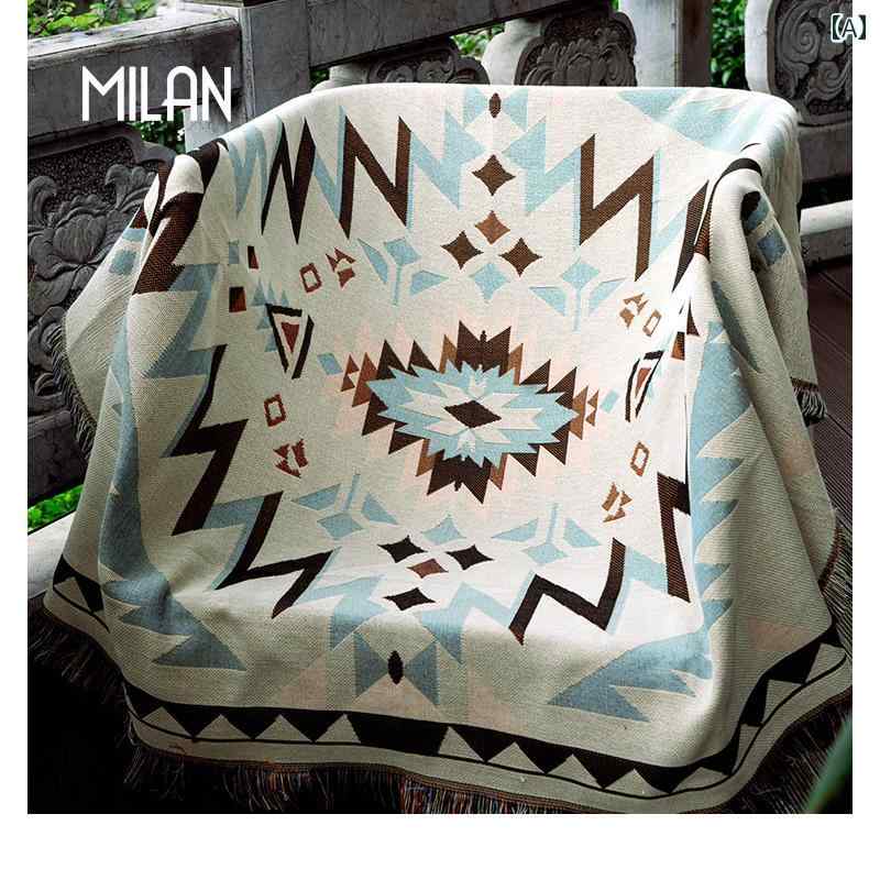 マルチカバー ボヘミアンスタイル ソファクロス ブランケット ひざ掛け タペストリー 壁掛け テーブルクロス フリンジ付き 幾何学模様 多機能 インテリア 装飾 ポリエステル リビング 寝室 アウトドア レジャー オールシーズン