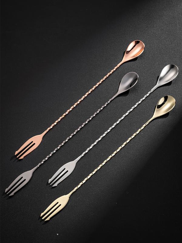 バースプーン マドラー ステンレス製 長柄 ロング カクテル ドリンク ミルクティー コーヒー ミキシン..