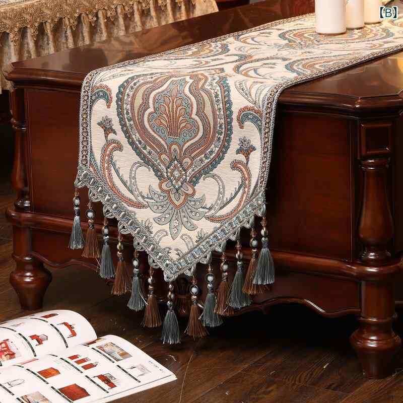 テーブルランナー テーブルクロス クラシック シェニール 厚手 植物 花柄 リビング ダイニング テレビ台 玄関 サイドボード カバー 長方形 グレイグリーン ライトブルー ベージュ