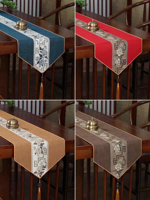 テーブルランナー モダンチャイニーズ 禅テイスト 撥水加工 シンプル ファブリック ティーマット 茶室 ..