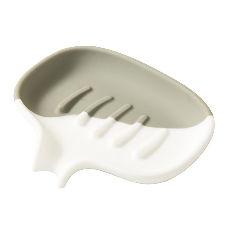 石鹸置き ソープディッシュ おしゃれ シリコン製 水切り 排水トレー 柔軟 速乾 シンクサイド 洗面所 浴室 バスルーム 家庭用 ラック ホルダー マカロンカラー パステル スカイブルー グレー ブラウン 選べるカラー 和風 モダン シンプル