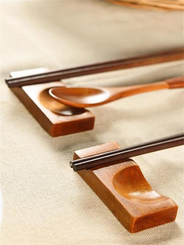 箸置き カトラリーレスト 木 無垢材 レトロ 和風 家庭用 食卓 スプーンレスト 多機能 2WAY おしゃれ かわいい ナチュラルウッド キッチン ダイニング 台所用品