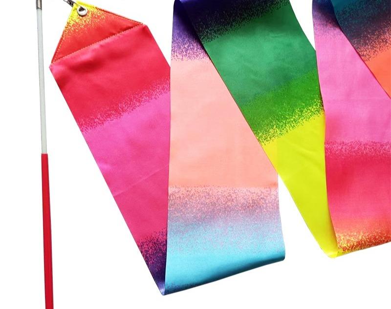 新体操 リボン 子ども 大人用 10cm幅 グラデーションカラー スティック ダンス 練習 発表会 パフォーマンス 運動会 イベント 応援 演劇 ロング カラフル