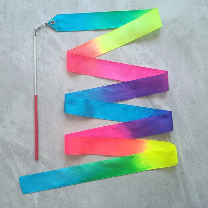 新体操 リボン 子ども キッズ 男の子 女の子 ダンス 小道具 スティック 2メートル グラデーション レインボー ウェーブ 星 ゴールド シルバー