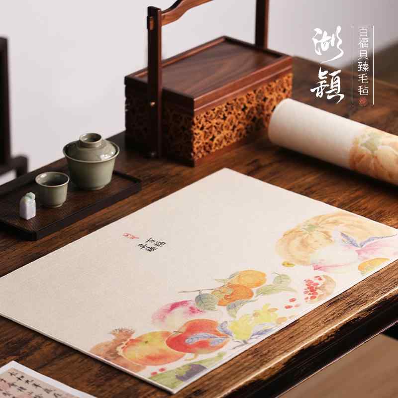 書道マット 書道下敷き 百福具臻 彩色 ウールフェルト 50%ウール 厚手 書道専用 書画 習字 毛筆 国画 ..