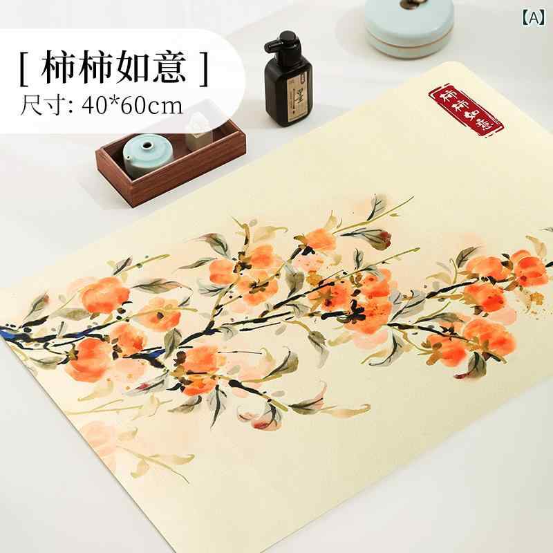 フロントップ楽天市場店の書道マット 小学生用 フェルト 書画 習字 毛筆字 水墨画 練習用 デスク敷物 厚手 5mm 墨吸収 筆運びスムーズ 滑り止め 汚れ防止 和室 学習机 オフィス 和モダン ブルーゴールド｜アングル2