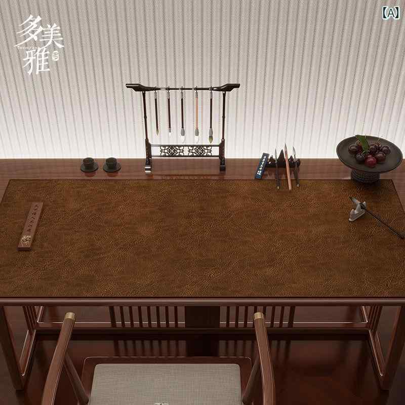 書道マット 子供用 レザー調 フェルト生地 中国風 習字練習用 毛筆学習 机上敷物 デスクシート 耐久性 汚れ防止 滑り止め スクール用品 赭石 ブラウン グレー