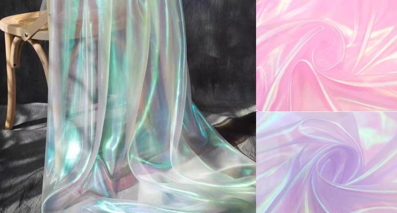 スカーフ ダンス 新体操 発表会 競技会 レッスン パール 光沢 虹 オーロラ 鮮やか 軽量 薄手 シースルー エレガント 舞踊 白 ピンク 紫