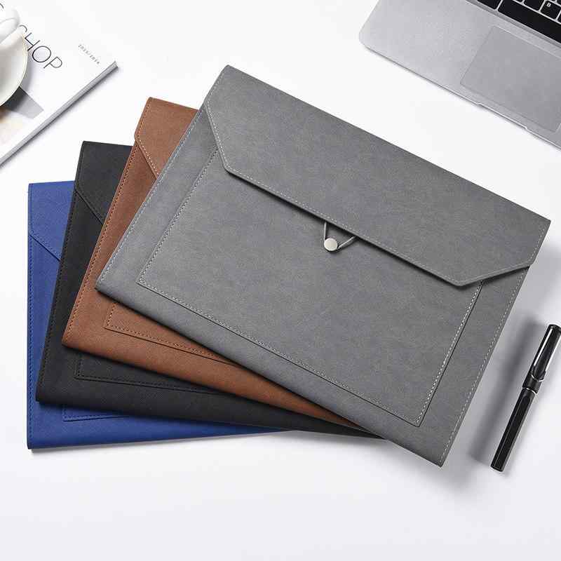 ファイルケース PUレザー ファスナー付き A4対応 薄型 スリム 書類入れ 資料 公文書袋 契約書 請求書 不動産 保険 営業 ビジネス 黒 青 グレー