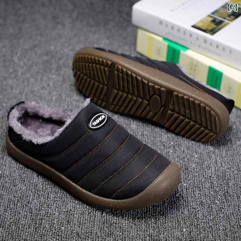 スリッパ メンズ レディース シニア かかと付き 裏ボア 保温 暖かい 滑り止め 防水 綿 室内履き 外履き..