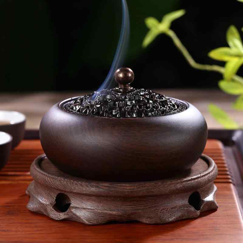 香炉 黒檀 無垢材 レトロ アンティーク 中国風 中華 自宅 室内用 アロマ 渦巻き線香 茶道 供養 置物 飾..