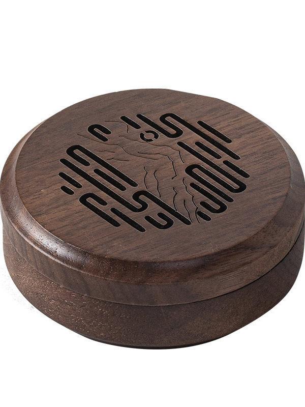 香炉 ブラックウォールナット 無垢材 蓋付き 渦巻き線香 香道 香篆 沈香 白檀 茶道 家庭用 室内用 アジ..