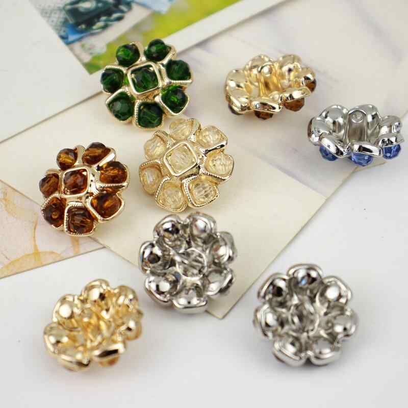 Button - ボタン レディース 飾り 花形 メタルボタン ジルコニア クリスタル 黒 ピンク系 ファー コート スカート アウター用 フォーマル カジュアル 普段使い