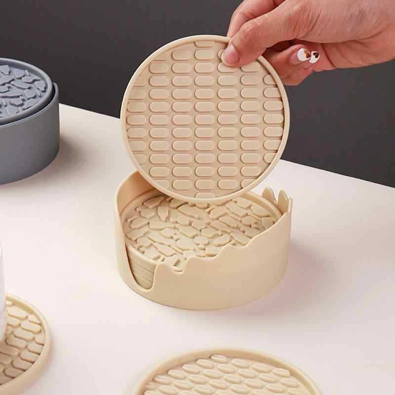 コースター シリコン 円形 北欧風 水切りマット 吸水 滑り止め 耐熱 断熱 おしゃれ 普段使い 来客用 6..