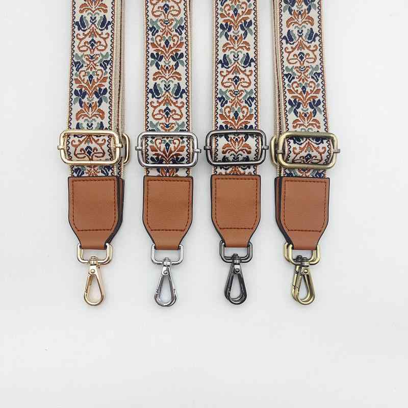 バッグストラップ メンズ レディース 斜め掛け 肩掛け 交換用 付け替えベルト ワイド 調節可能 太め エスニック柄 民族風 万能 カジュアル 普段使い 黒 茶 米