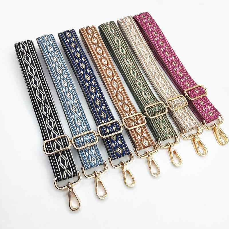 バッグ レディース 鞄 付け替え ショルダーストラップ 肩紐 斜め掛け クロスボディ リュックサック用 民族風 エスニック 刺繍 太め 長さ調整可能 多機能 多用途 おしゃれ かわいい ブラック ローズピンク ブラウン