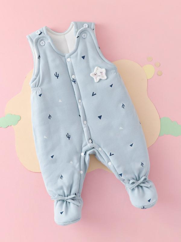 カバーオール 男の子 女の子 ベビー 新生児 足つき ロンパース 中綿入り 厚手 スナップボタン 綿 秋冬 保温 カジュアル ピンク イエロー ブルー