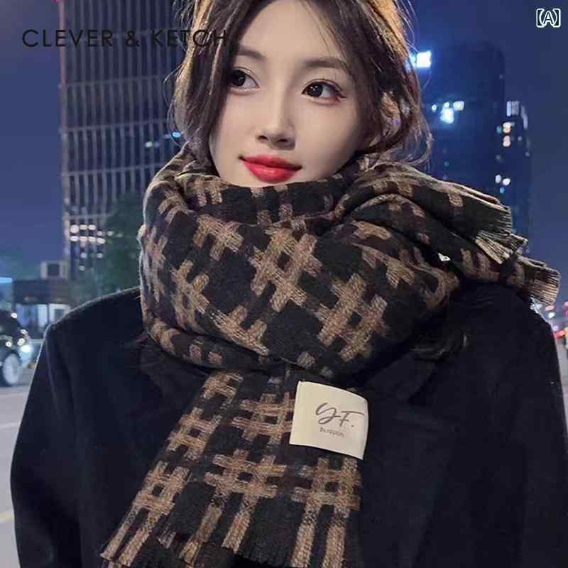 大判ストール メンズ レディース チェック柄 厚手 暖かい 防寒 ショール ポリエステル 秋冬 長方形 多..