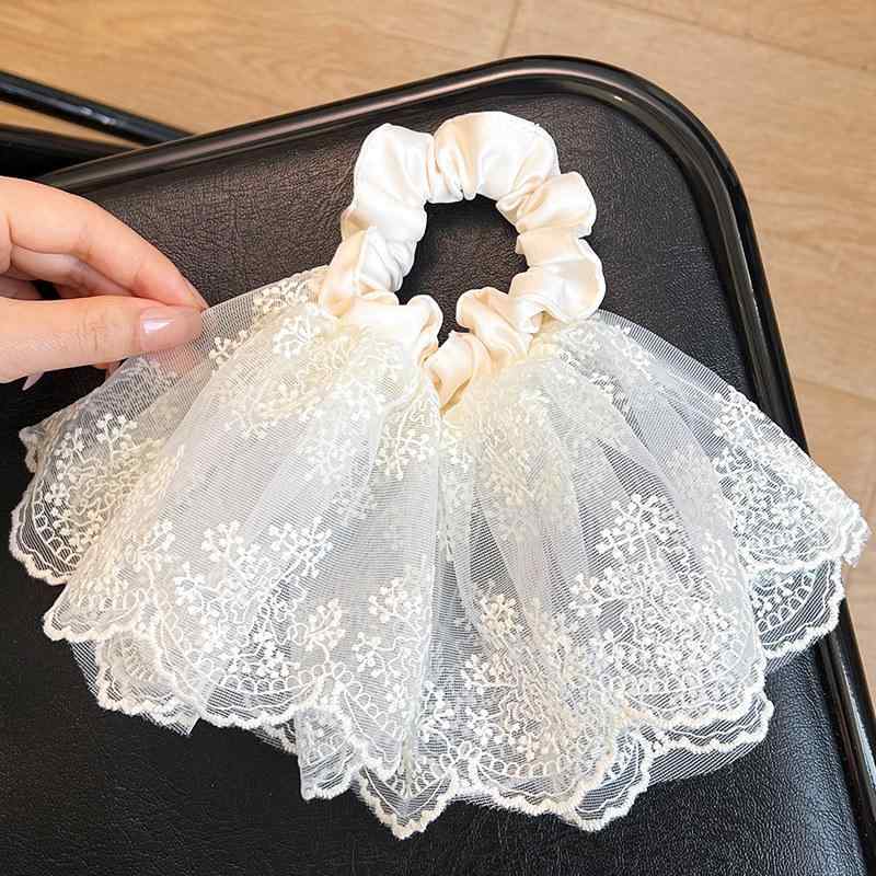 ・スタイル: 日韓風・素材: レース・カテゴリ: ヘアゴム・カラー展開: ブラック、ベージュ