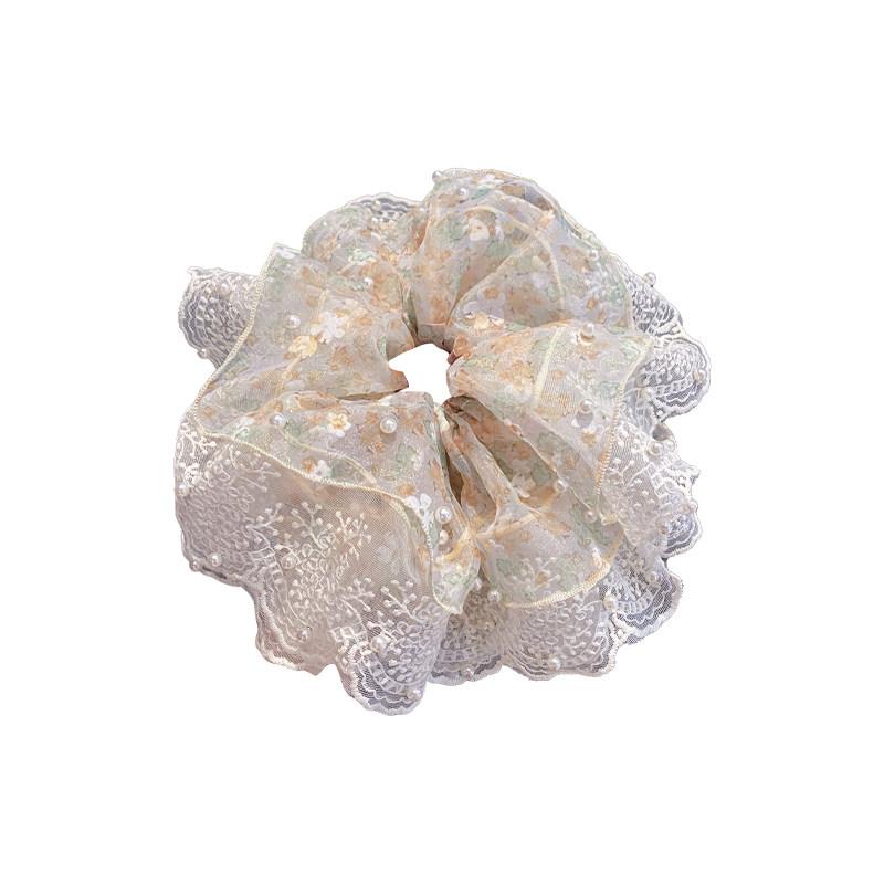 シュシュ レディース レース 花 パール ボリューム 華やか エレガント 上品 洗練 耐久性 ヘアゴム 髪留..