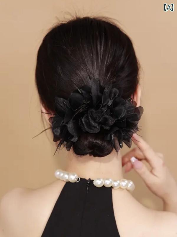 ・主な素材: 紗・スタイル: 日韓風・状態: 新品・カテゴリ: ヘアアクセサリー・カラー展開: ブラック・種類: ヘアゴム、ヘアクリップ