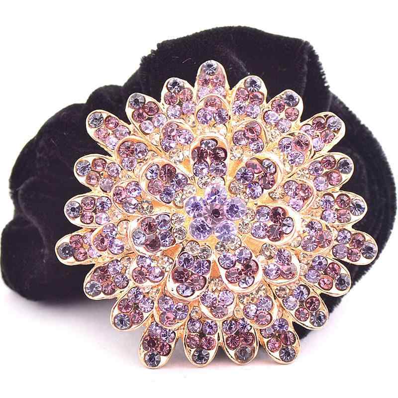 シュシュ ママ向け ベロア素材 ラインストーン ローズモチーフ 華やか 上品 エレガント 髪飾り ヘアゴ..