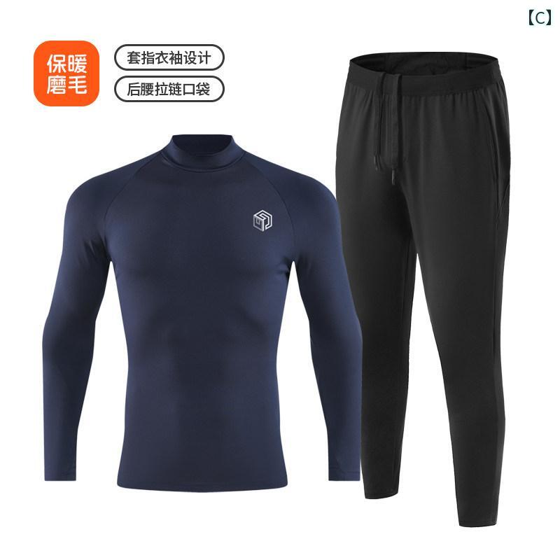 スポーツウェア メンズ レディース セットアップ 上下セット ランニング トレーニング フィットネス 長袖 保温 吸湿速乾 通気性 ポリエステル マラソン ジム 運動 アクティブシーン 秋冬 黒 ネイビー オレンジ