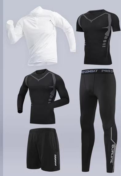 スポーツウェア メンズ 男性用 ランニング トレーニング フィットネス サイクリング 上下セット 速乾 吸汗速乾 コンプレッション タイツ 長袖 通気性 伸縮性 秋冬 ジム 運動 アイボリー ブラック デニムブルー