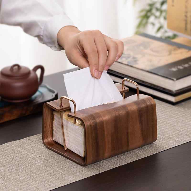 ティッシュボックス おしゃれ インテリア リビング 寝室 ケース ウォールナット材 レトロ 北欧 モダン ダイニング 卓上 収納 高見え ギフト ユニーク