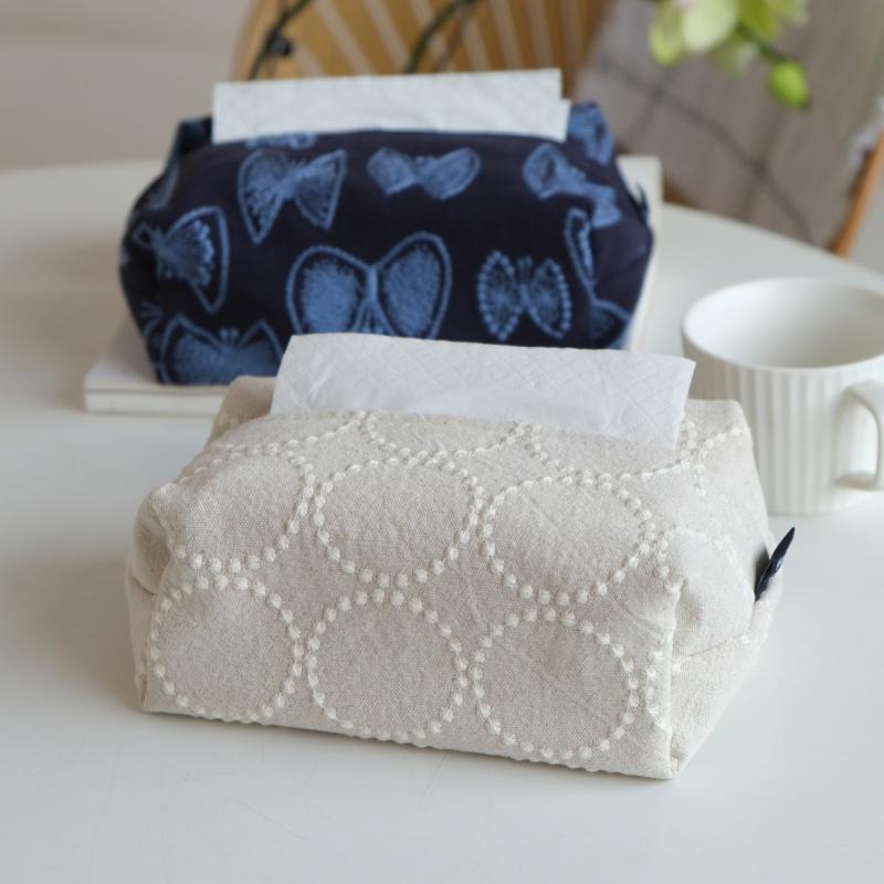 ティッシュボックス おしゃれ インテリア リビング 寝室 ケース 卓上 雑貨 フレンチ レトロ 布製 綿麻 ..