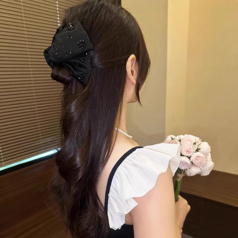 发饰 - ヘアクリップ レディース ルイーズ リボン バンスクリップ 後頭部 ボリュームアップ まとめ髪 ヘアアレンジ 髪留め 普段使い オフィス お出かけ 簡単装着 ホールド力