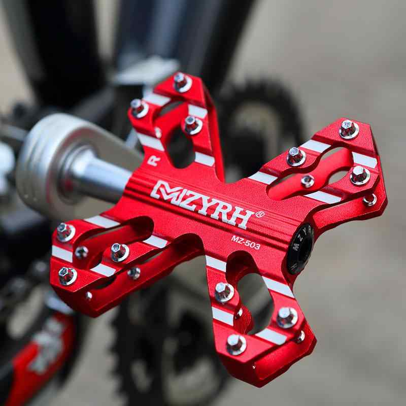 自転車 ペダル マウンテンバイク ロードバイク クロスバイク BMX 超軽量 トリプルベアリング アルミ合金製 フットペダル サイクリングパーツ 部品 黒 赤 青