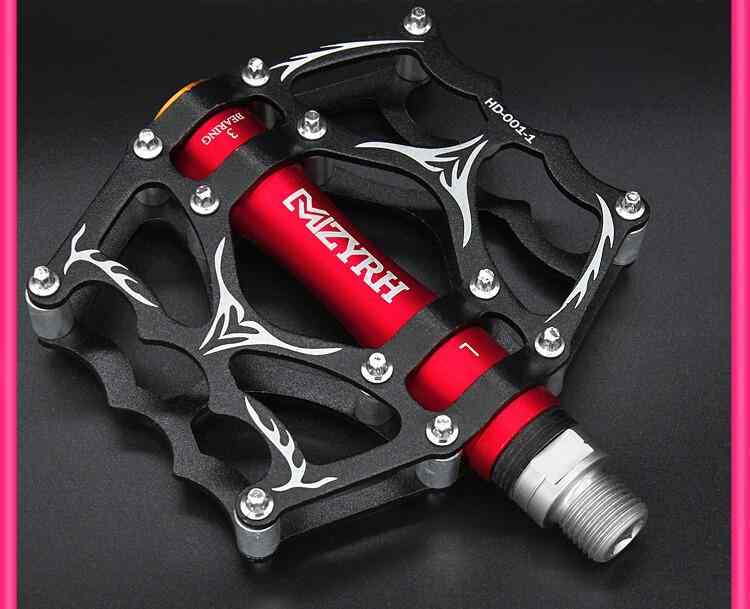 自転車 ペダル マウンテンバイク ロードバイク クロスバイク トリプルベアリング 超軽量 アルミニウム合金製 フラットペダル 高耐久性 防水 サイクリング用 ブラック レッド ブルー