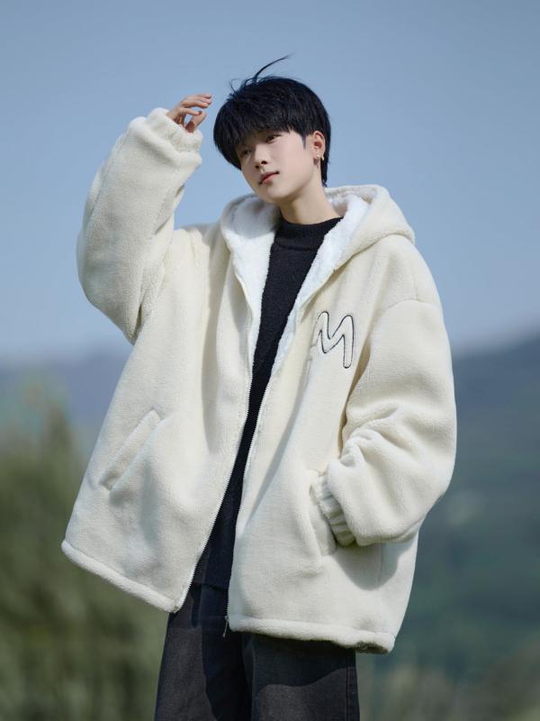 ジャケット メンズ レディース ソフトタッチ シープボア フード付き ゆったり ビッグシルエット 厚手 あったか 保温 防寒 秋冬 ポリエ..
