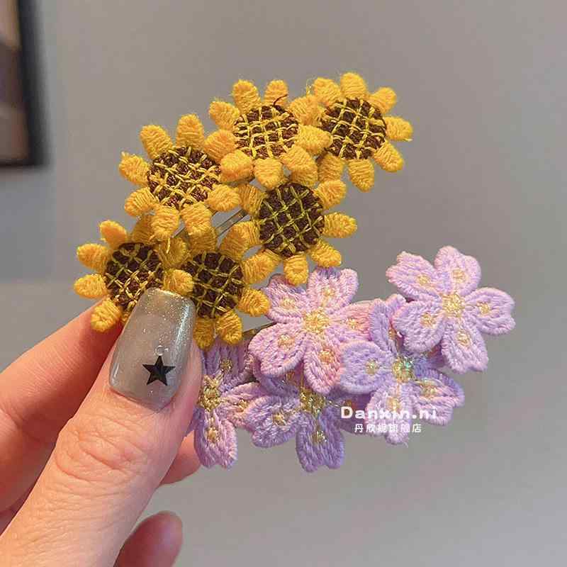ヘアアクセサリー キッズ 女の子 刺繍 花柄 かわいい ヘアクリップ 前髪クリップ ...