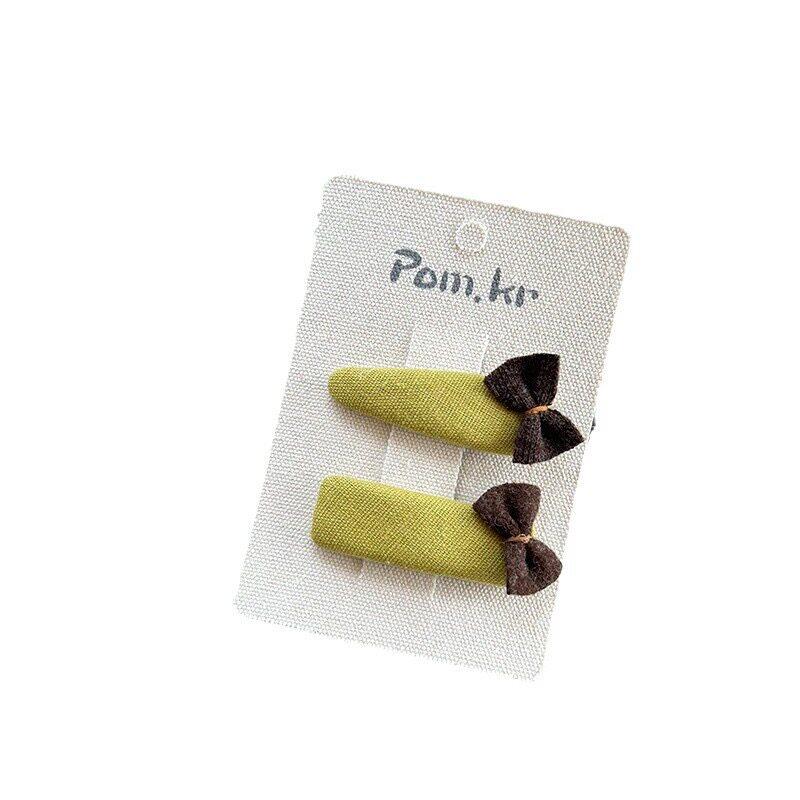 ヘアクリップ 女の子 子供用 韓国 かわいい リボン 刺繍 花 布製 手作り ダックビルクリップ 前髪留め 髪飾り ヘアアクセサリー 普段使い お出かけ 上品 黄 ブラウン