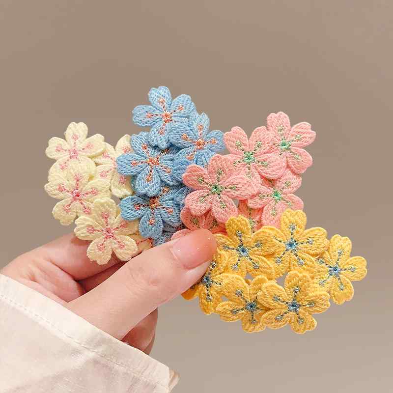 ヘアピン 女の子 韓国 かわいい 桜 刺繍 花 上品 繊細 前髪 サイド 髪飾り ヘアクリップ アイボリー ピンク 黄
