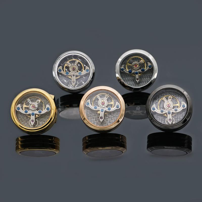 カフスボタン メンズ 男性用 機械式 フレンチカフス エレガント トゥールビヨン ムーブメント 時計 バ..