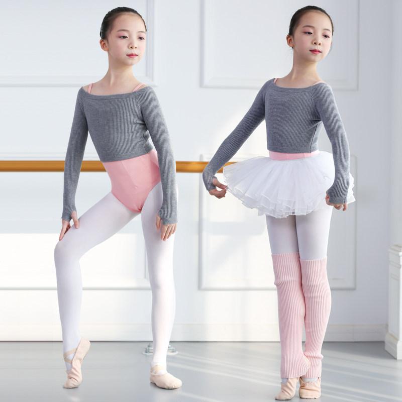 ニット トップス 女の子 キッズ 秋冬 長袖 ショート丈 カーディガン 羽織り バレエ ダンス 練習着 稽古着 中国舞踊 レオタード上着 伸縮性 軽量 吸湿速乾